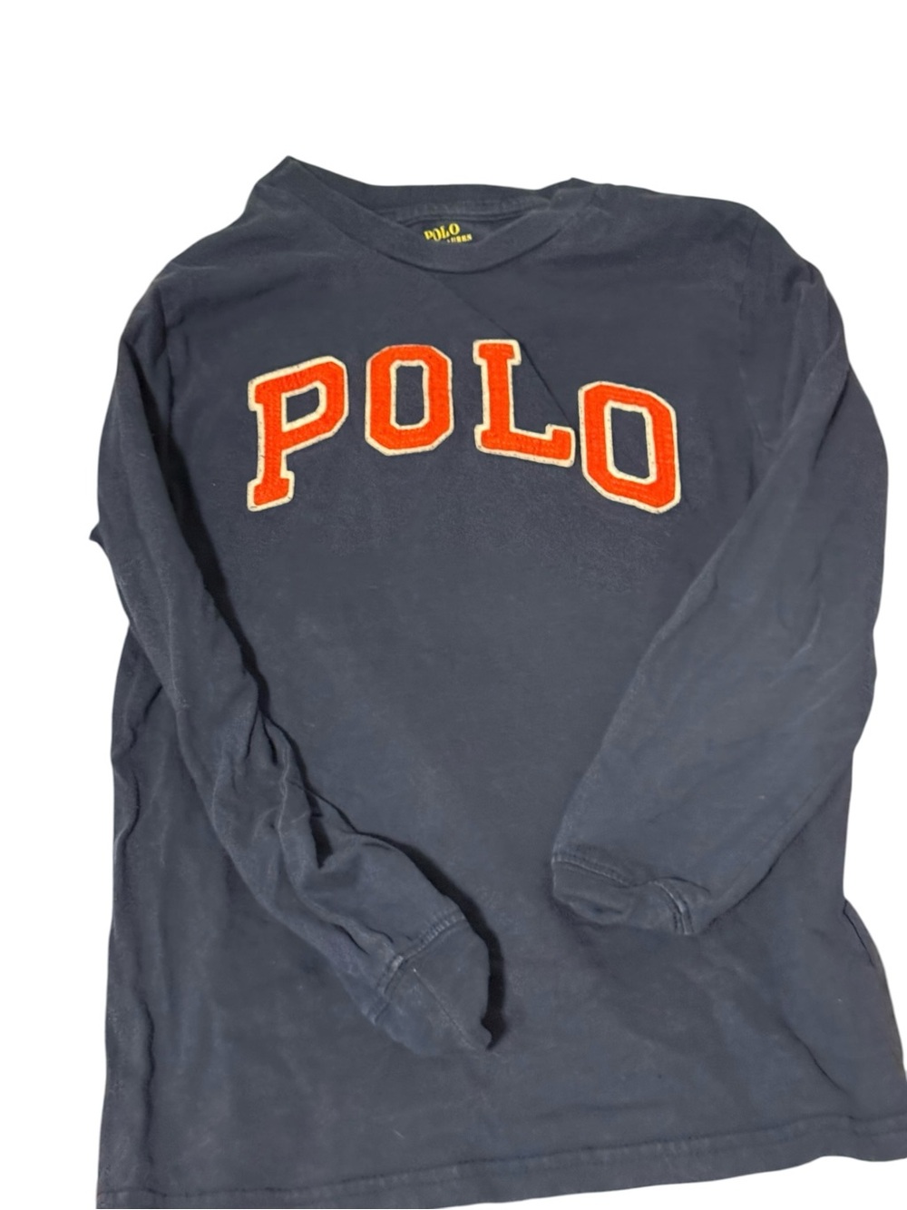 Polo by Ralph Lauren Navy Long Sleeve Tee with Orange Logo